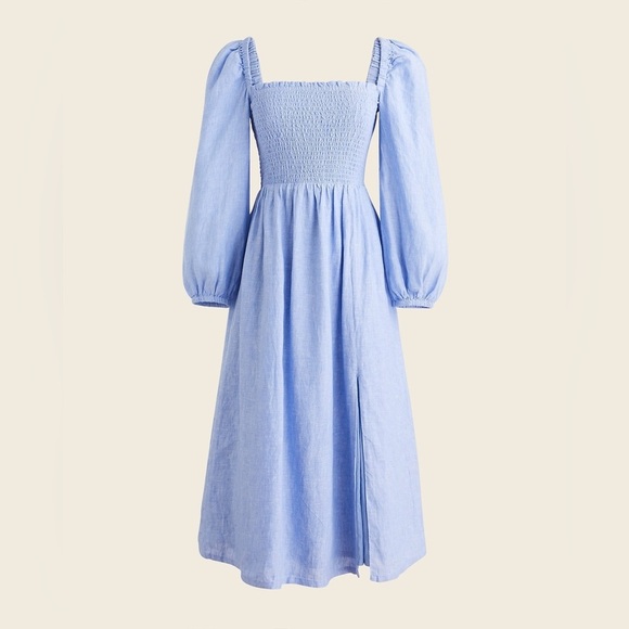 J. Crew Dresses & Skirts - J Crew Linen Daydream Elegant Blue Women's Dress Size Small